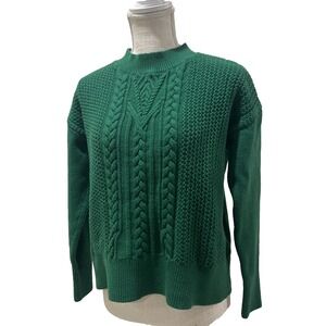Banana Republic Womens Emerald Green Cable Knit Sweater Size M Holiday Christmas